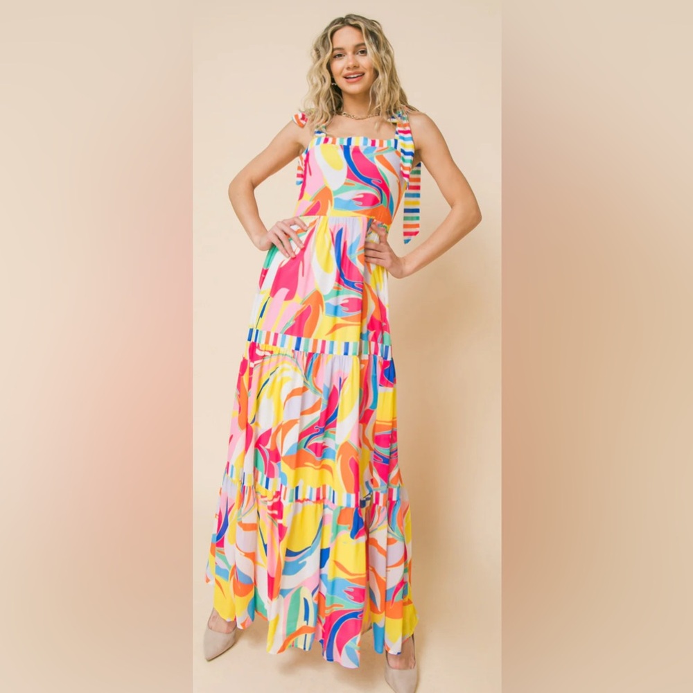 Flying Tomato Colorful Abstract Maxi Dress